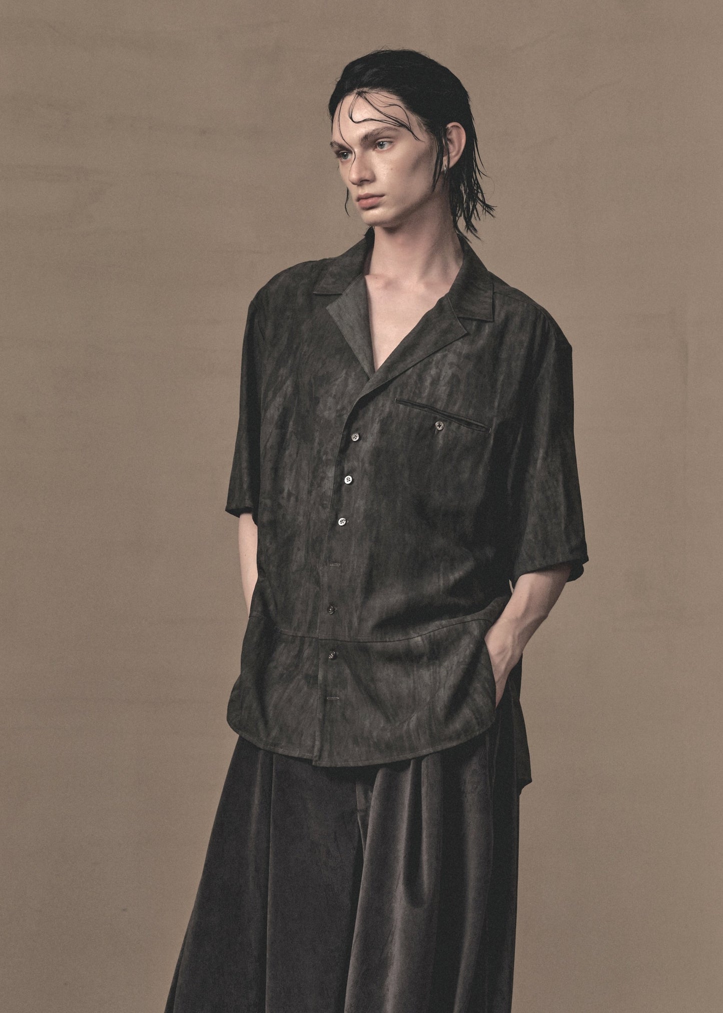 MOTTLED SPLICED PLANT DYED SHIRT
