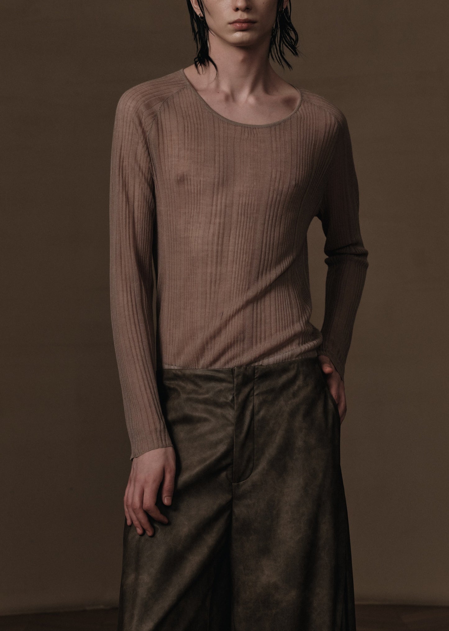 SAND KNIT SLIM TOP