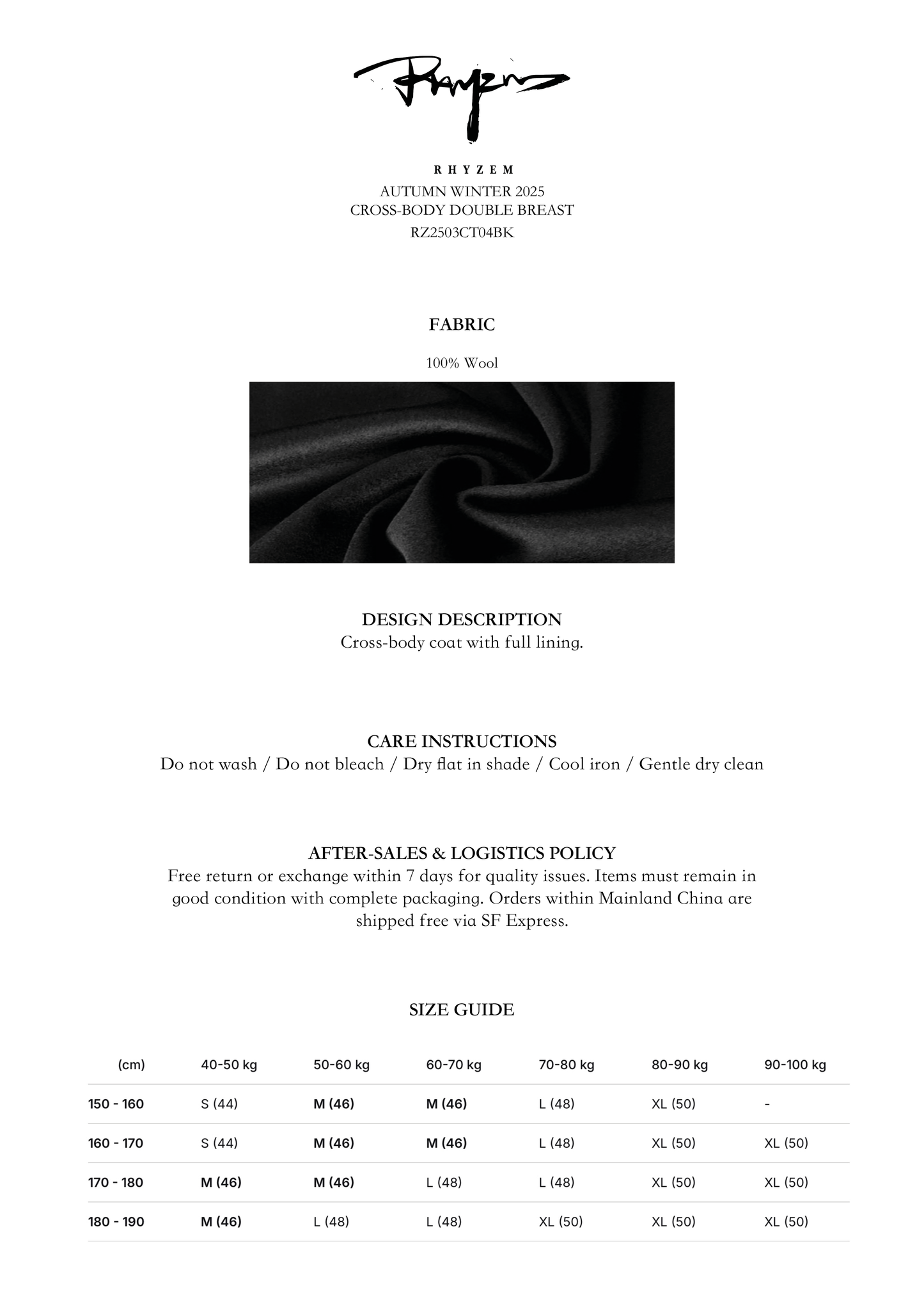 CROSS-BODY DOUBLE BREAST WOOL COAT