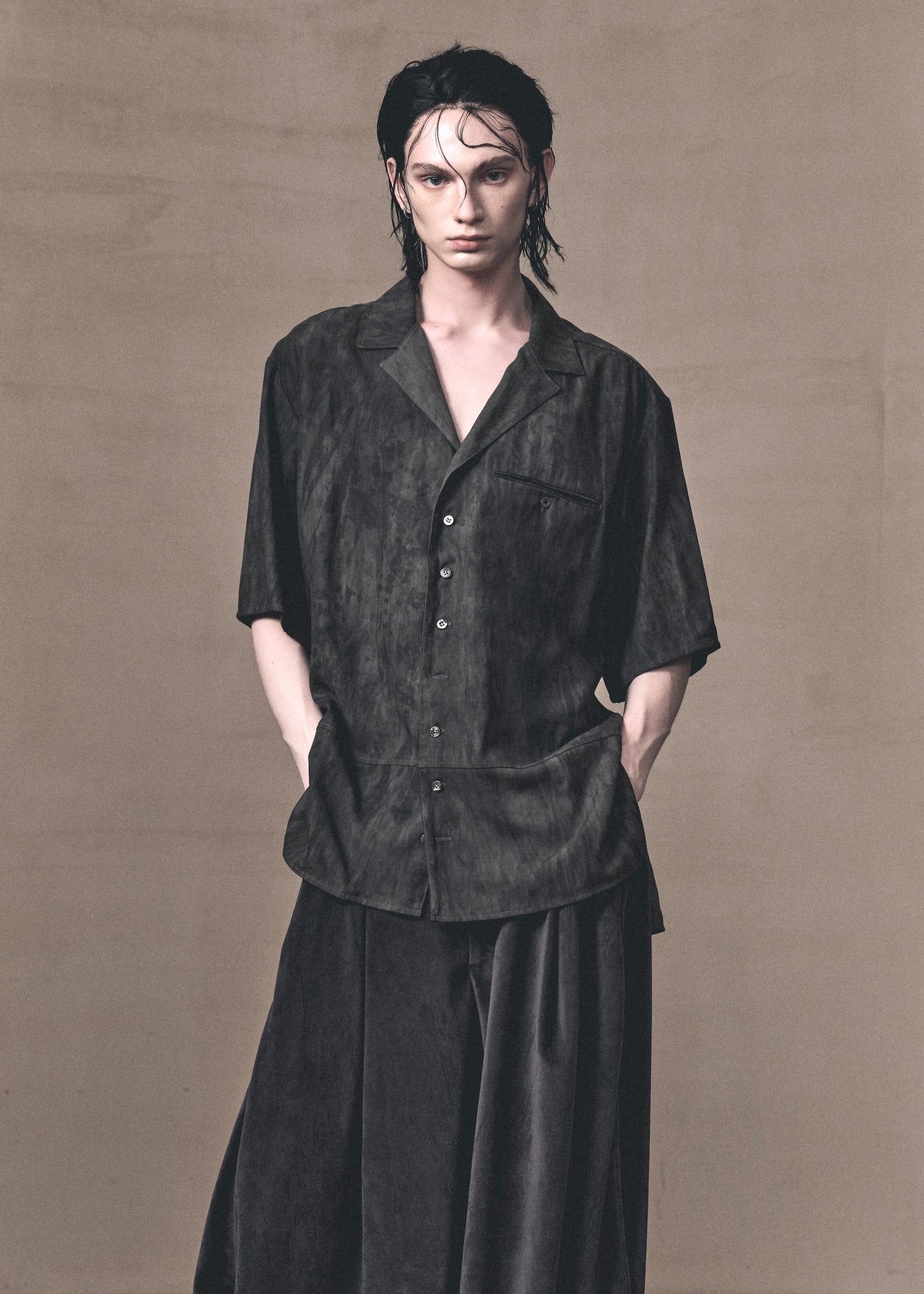 MOTTLED SPLICED PLANT DYED SHIRT