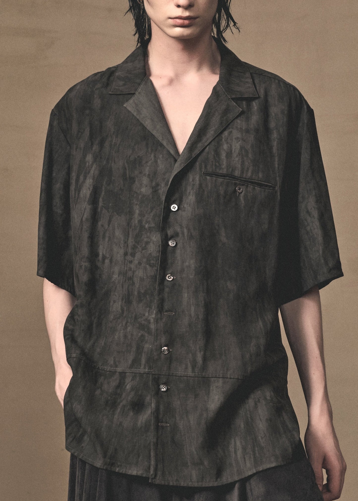 MOTTLED SPLICED PLANT DYED SHIRT