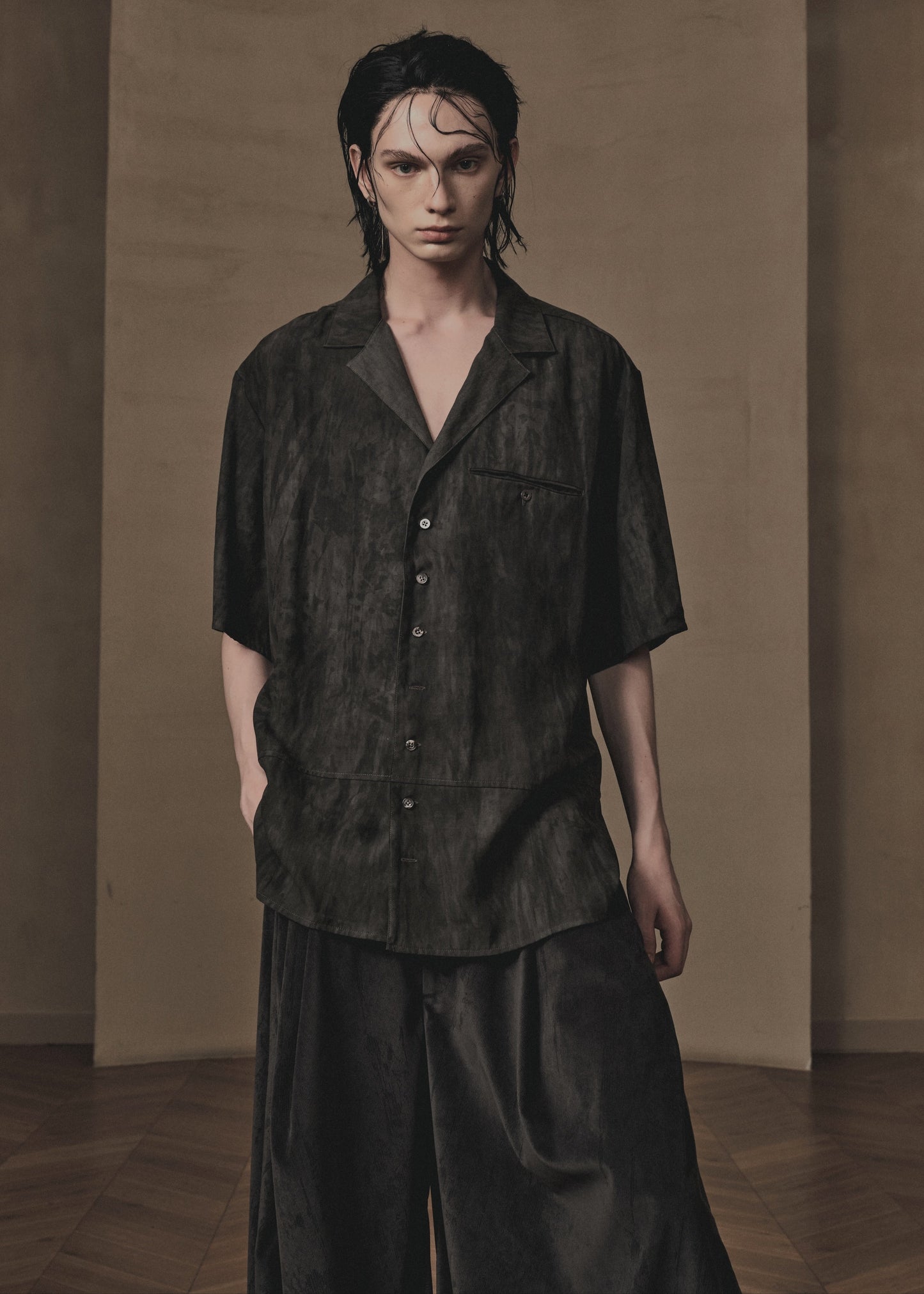 MOTTLED SPLICED PLANT DYED SHIRT