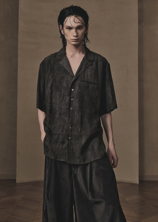 MOTTLED SPLICED PLANT DYED SHIRT