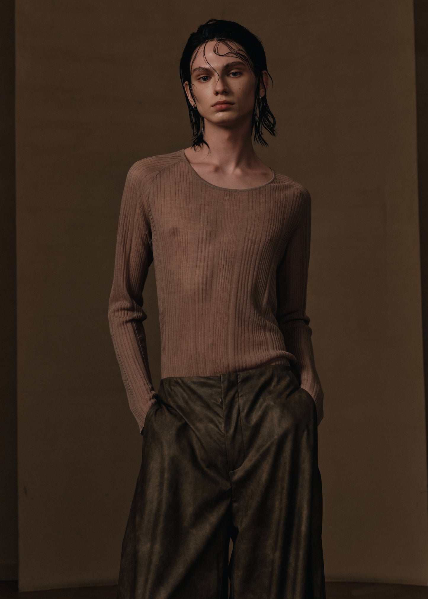 SAND KNIT SLIM TOP