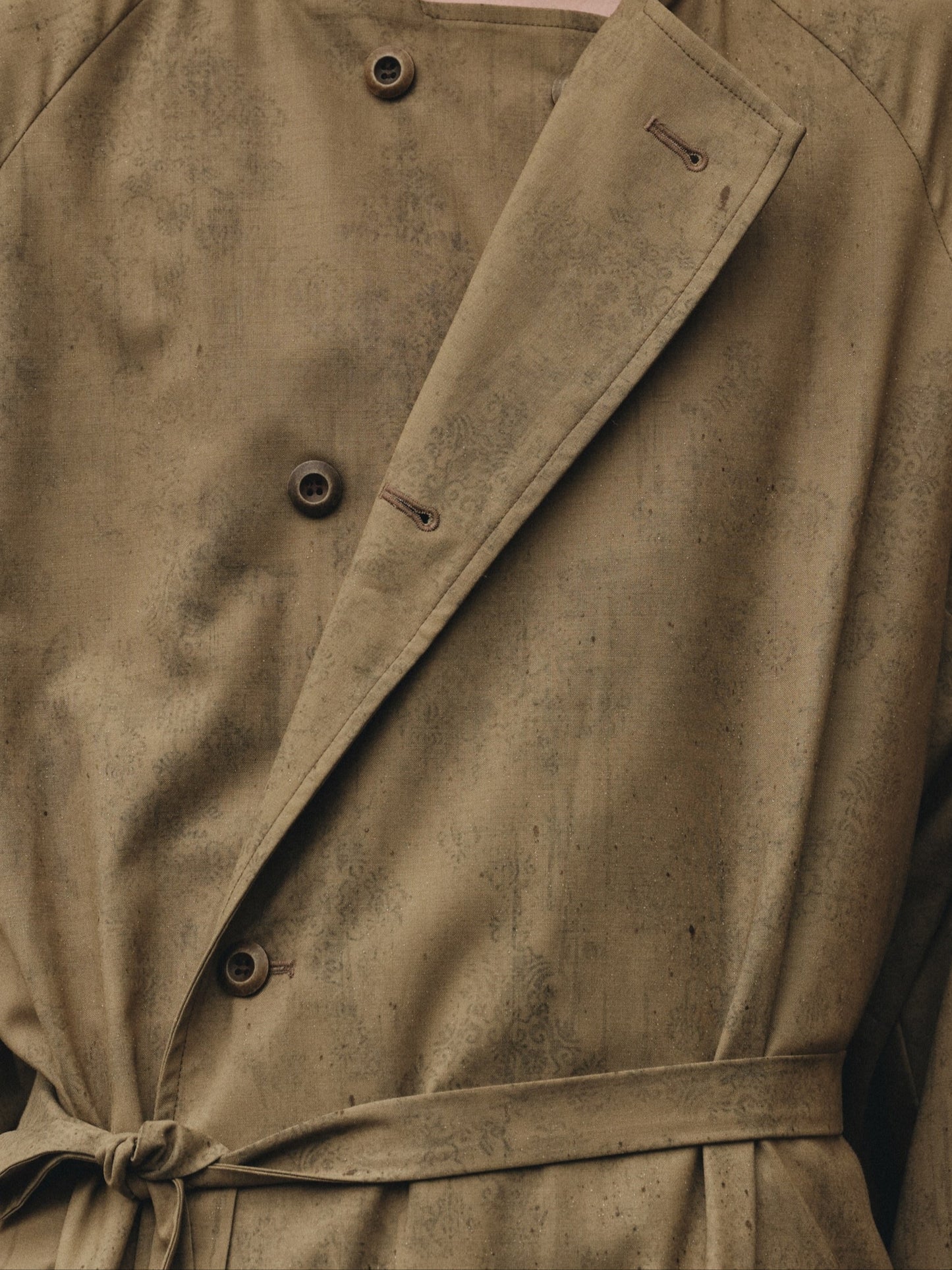 MOTTLED WOOL PRINT TRENCH COAT