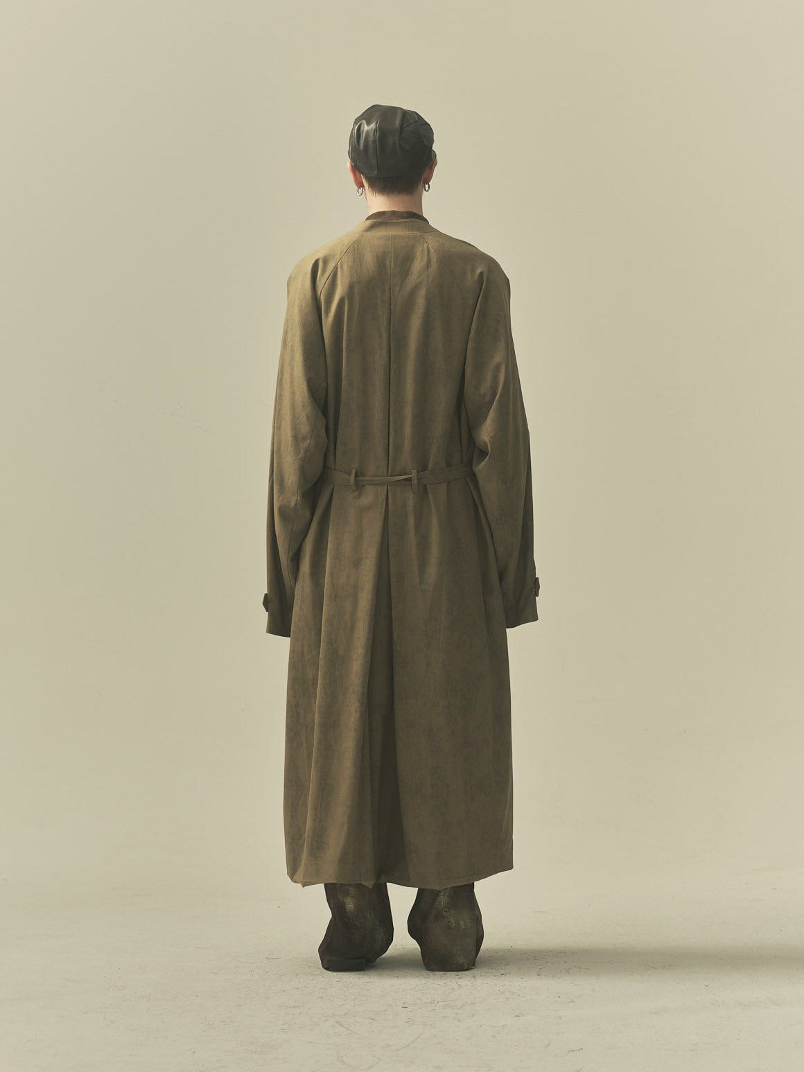 RAGLAN PRINT WOOL COAT