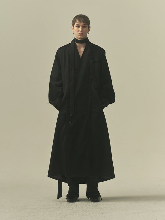 CROSS-BODY DOUBLE BREAST WOOL COAT